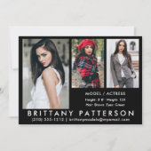 Modell Actor Comp Card 3 Foto 12x18 Blank Einladung (Vorderseite)