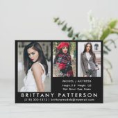 Modell Actor Comp Card 3 Foto 12x18 Blank Einladung (Stehend Vorderseite)