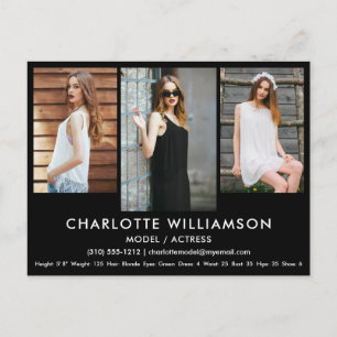 Modell Actor Comp Card 3 Foto Postkarte Blank