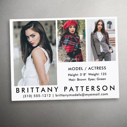 Modell Actor Comp Card 3 Foto Postkarte Was