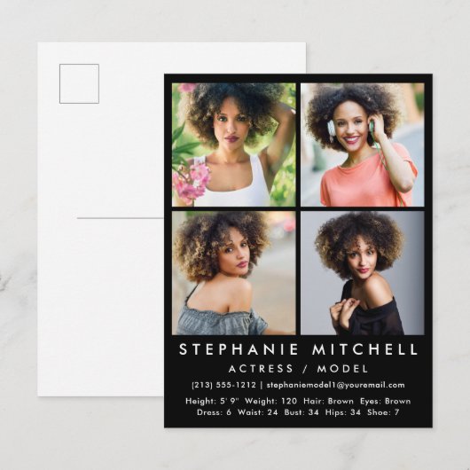 Modell Actor Comp Card 4 Square Foto Postkarte (Vorne/Hinten)