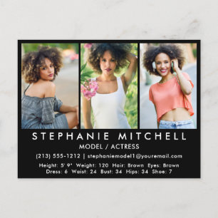 Modell Actor Comp Card Blk Postcard - 3 Fotos Postkarte