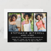 Modell Actor Comp Card Blk Postcard - 3 Fotos Postkarte (Vorne/Hinten)