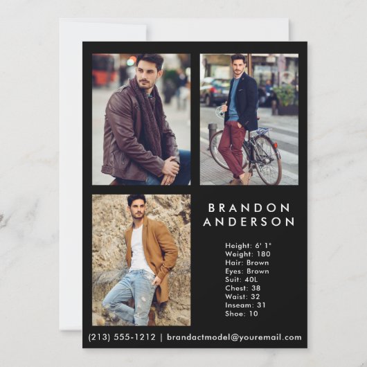 Modell Actor Comp Card Name Whisky - 3 Foto Rückse (Rückseite)