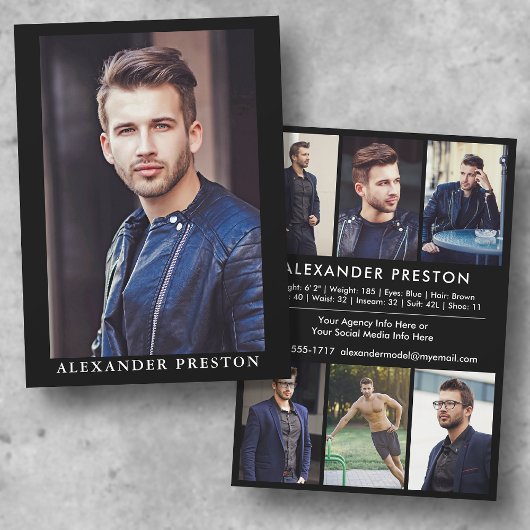 Modell Actor Comp Card Zed Card 7 Foto 5.12x18.5 Einladung