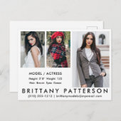 Modell Actor Comp Karte Postcard 3 Foto weiß (Vorne/Hinten)