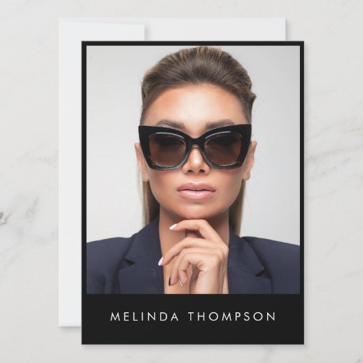 Modell Actor Modeling Comp Card 5 Foto Schwarz Einladung (Vorderseite)