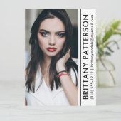 Modell Actor Pro Foto Comp Card Weißer Streifen Einladung (Stehend Vorderseite)