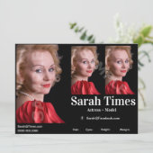 Modell-Akteur-Zed-Kopfschuss-Comp-Vorlage Einladung (Stehend Vorderseite)