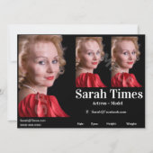 Modell-Akteur-Zed-Kopfschuss-Comp-Vorlage Einladung (Vorderseite)