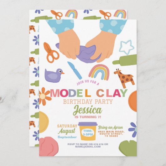 Modell Clay Making Kunsthandwerk Kunstfreude am Ge Einladung (Vorne/Hinten)