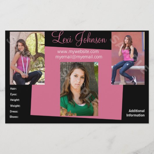 Modell Comp Cards Kopfschuss Zed Flyer (Hinten)