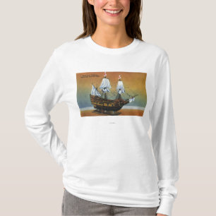 Modell des Mayflower in Pilger-Hall-Ansicht T-Shirt