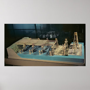 Modell einer Brücke über dem Rhein Poster