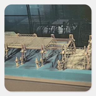 Modell einer Brücke über dem Rhein Quadratischer Aufkleber