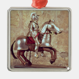 Modell eines gepanzerten Pferds und des Reiters, Ornament Aus Metall