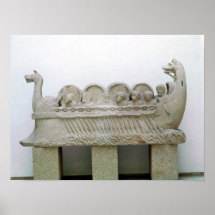 Modell eines Schiffs, das Wein auf transportiert Poster