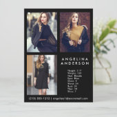 Modell-Foto-Comp-Karte für Schauspieler 3 schwarz (Stehend Vorderseite)