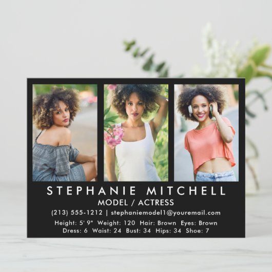 Modell-Hauptplatine - 3 Foto-Blende Einladung (Stehend Vorderseite)