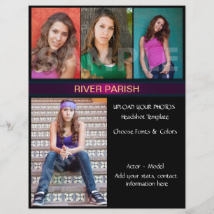 Modell Headshot Comp Cards Vorlage Flyer