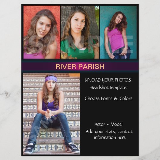 Modell Headshot Comp Cards Vorlage Flyer (Vorne)