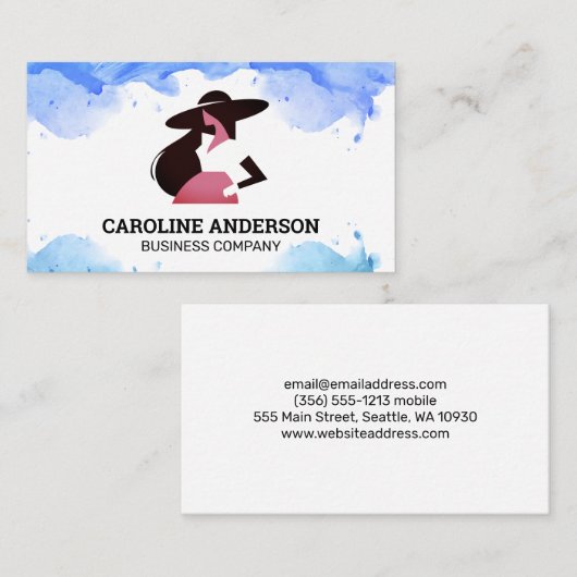 Modell in stilvoller Kleidung | Aquarell Visitenkarte (Vorne/Hinten)