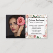 Modell mit Blume im Haar | Blumenmuster Visitenkarte (Vorderseite)