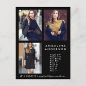 Modell Schauspieler 3 Foto Comp Card Schwarz - Pos Postkarte (Vorderseite)