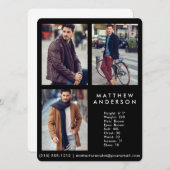 Modell Schauspieler 3 Foto Comp Card Schwarz R (Vorne/Hinten)