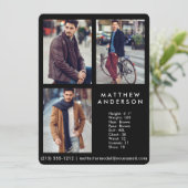 Modell Schauspieler 3 Foto Comp Card Schwarz R (Stehend Vorderseite)