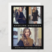 Modell Schauspieler 3 Foto Comp Card - Schwarze Vo (Vorne/Hinten)