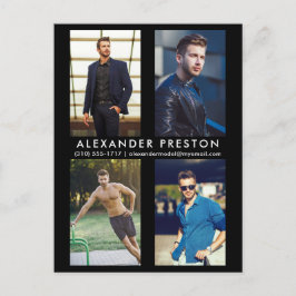 Modell Schauspieler 4 Foto Comp Card Schwarze Post Einladungspostkarte