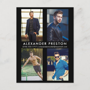 Modell Schauspieler 4 Foto Comp Card Schwarze Post Einladungspostkarte