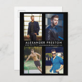 Modell Schauspieler 4 Foto Comp Card Schwarze Post Einladungspostkarte (Vorne/Hinten)