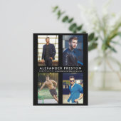 Modell Schauspieler 4 Foto Comp Card Schwarze Post Einladungspostkarte (Stehend Vorderseite)