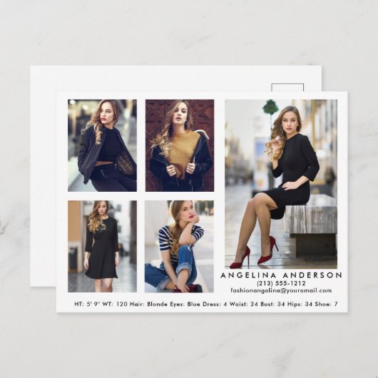 Modell Schauspieler 5 Foto Comp Card Postkarte Was (Vorne/Hinten)