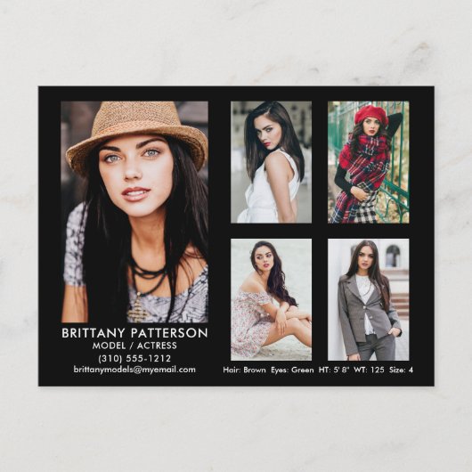 Modell Schauspieler 5 Foto Comp Card Schwarze Post Postkarte (Vorderseite)