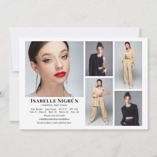 Modell Schauspieler 5 Foto Comp Card Vorlage 12x18 (Vorderseite)