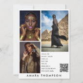 Modell Schauspieler Modeling Comp Card 4 Foto QR C Einladung (Rückseite)