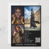 Modell Schauspieler Modeling Comp Card 4 Foto QR C Einladung (Rückseite)