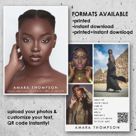 Modell Schauspieler Modeling Comp Card 4 Foto QR C Einladung