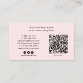 Modell Social Media, QR-Code & 3-Foto-Collage Rosa Visitenkarte (Rückseite)