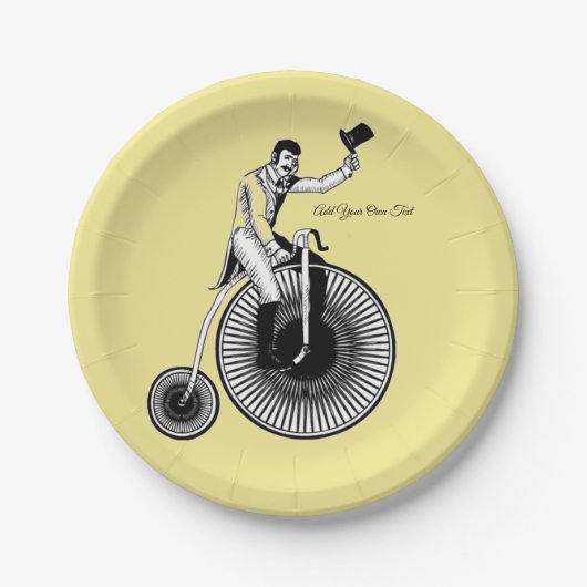 Modell T Penny Farthing Classic - Schwarz und Weiß Pappteller (Vorderseite)