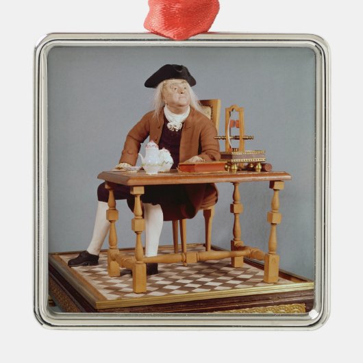 Modell von Benjamin Franklin an seinem Tisch Silbernes Ornament (Vorne)