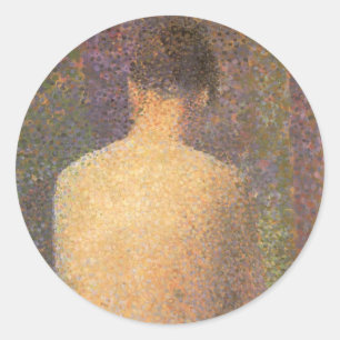 Modell von hinten von Georges Seurat, Vintage-Kuns Runder Aufkleber