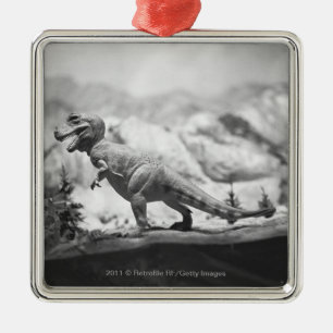 Modell von Tyrannosaurus rex B&W Silbernes Ornament