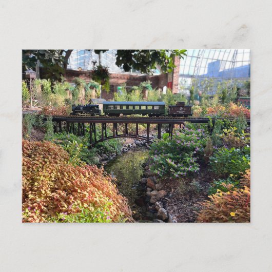 Modellbahnfahrt über die neue Flussschlucht Postkarte (Vorderseite)