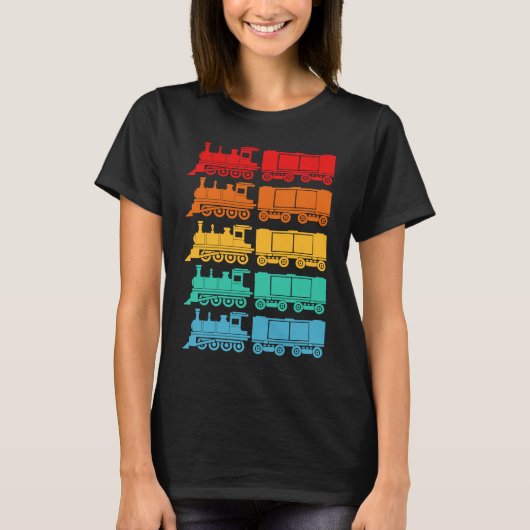 Modellbahnzug Eisenbahn Retro Lokomotive Zug T-Shirt (Vorderseite)