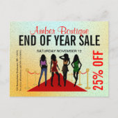 Modelle für die Boutique mit rotem Teppichboden We Postkarte (Vorderseite)