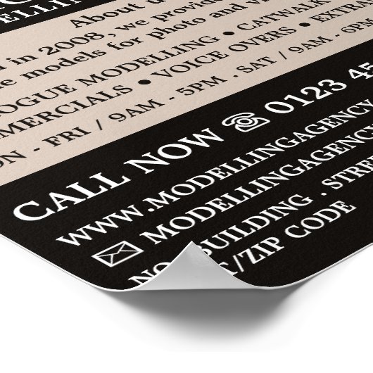 Modellieragentur, Modell-Agent Poster (Ecke)